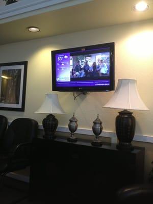 The tv in the waiting room