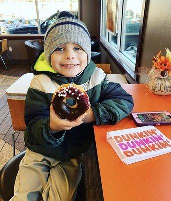 Carter & his favorite donut!