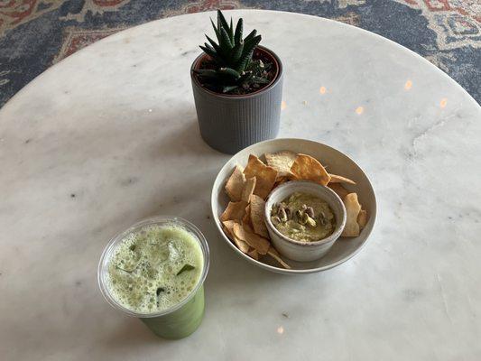 Summer Tea With Pistachio Hummus And Chips