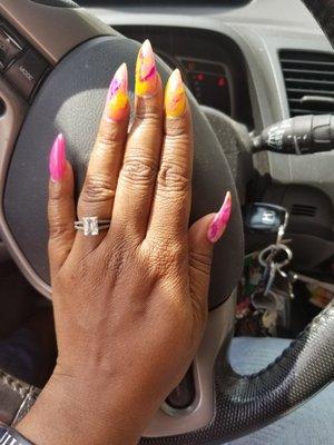 Pink lemonade water color nails by Meesha