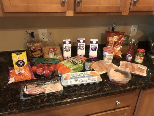 Groceries from shopping trip