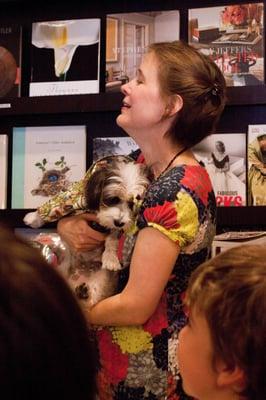 Two of my star students:  celebrated author Ann Patchett and her beloved "Sparky," the Parnassus Bookstore dog. :-)