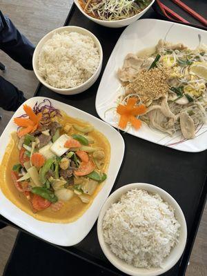 Red curry and pad Thai