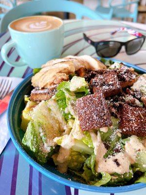 Cesar salad and Lavender Vanilla Latte