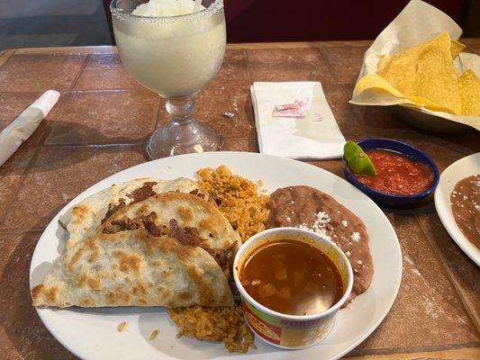 My Birria Tacos and Frozen House Margarita