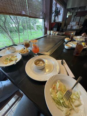 Soup and salad included in hibachi