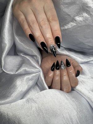 Stilettos nails with nail art