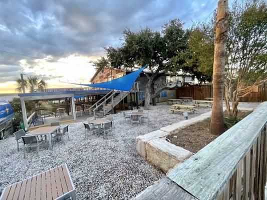 Boatyard patio toward the parking lot