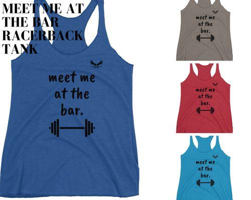 Our women's Meet Me At The Bar racerback tank is light and form-fitting. It'll keep you cool and comfy no matter what you get into.