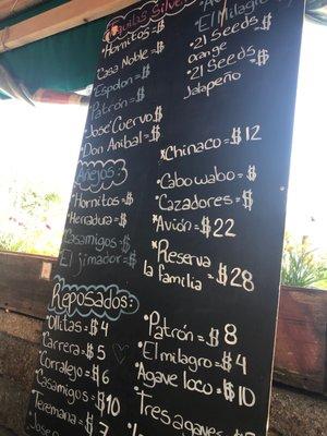 Tequila menu!