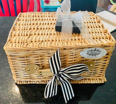 Cutest little Picnic Basket tied up with a bow! They gift wrap beautifully!!!