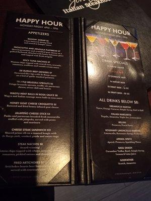 Happy hour menu