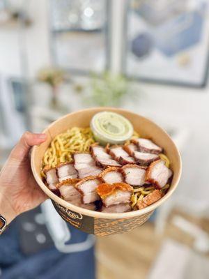 Garlic Noodles with Pork Belly