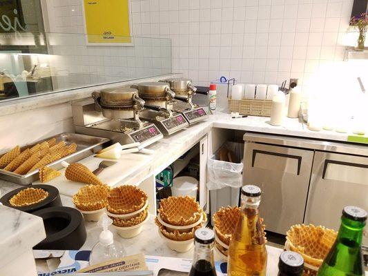 Freshly made Waffle Cones and Waffle Bowls