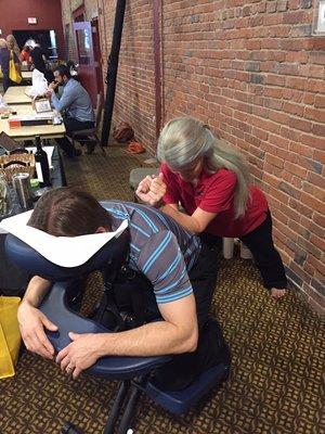 Chair massage at the chamber business expo.