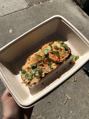 Sourdough toast - mint, garbanzo beans, smoked paprika. Delicious!