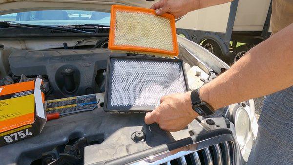 Cabin filter and air filter replacement.