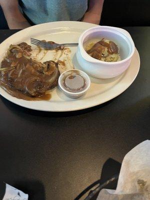 The hamburger steak was old as me. The taters were amazing though!