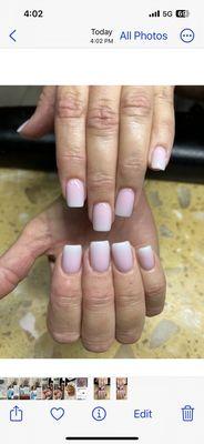 Pink & white ombré gel.