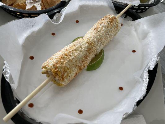 Elote. Staff even cut it in half for my wife and I since we were sharing one