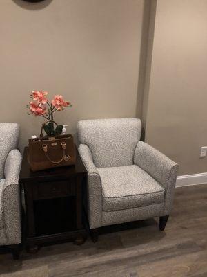 Sitting area inside our couple massage suite.