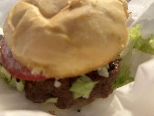 Homemade Hamburger with toasted bun.