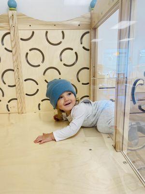 Climbing on this beautiful play structure having so much fun