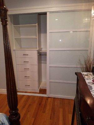 Reach in closet with Tranquility doors