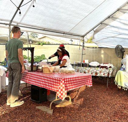 Grill and food prep area