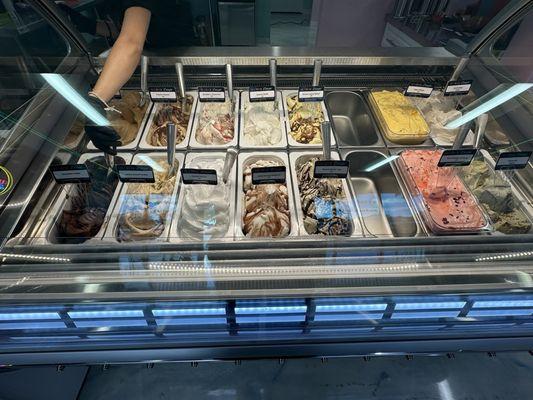 All the gelato flavors look so good! They also sell soft serve ice cream :)