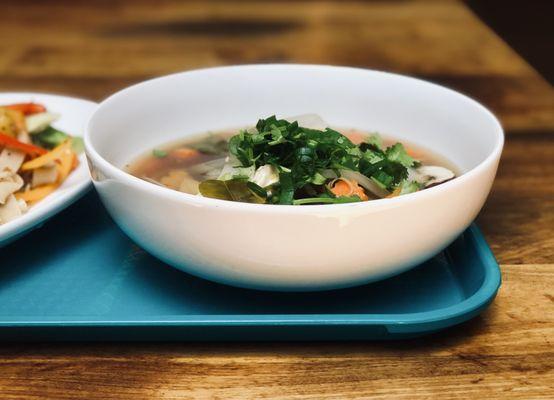 Tom yum soup with tofu. Lovely lemongrass aroma.