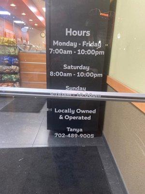 Posted store hours