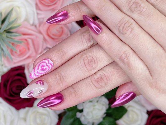 Gel X with Valentine's Design