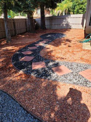 This is just a small area of yard. This is two differant colors of lava rock.