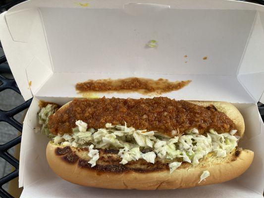 Slaw Dog - love it. I wouldn't mind if there were double the amount of slaw.