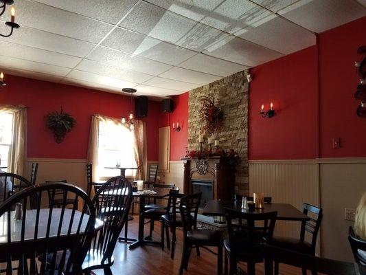 Dining Area with fireplace.