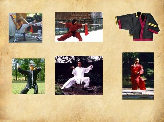 Martial Arts Uniforms, such as Karate, Tae kwon do, Kung fu, Tai chi and Escrima