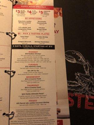 Menu as of Feb '19