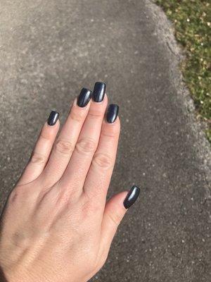 New chrome colors! This is the black chrome gel manicure! Also done by Yuri.