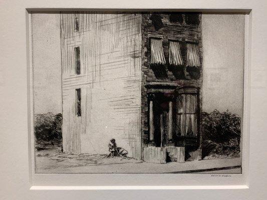 Hopper etchings. Children play in the protective shield of The Lonely House. A perfect condition etching at Schoelkopf