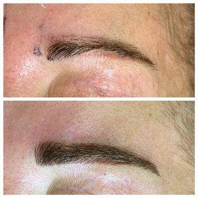 Working on old Tatoo with Microblading