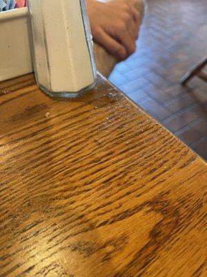 Syrup all over our table we were just sat at. Had to ask for it to be cleaned.