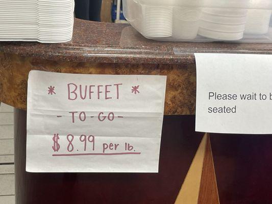 To go buffet $8.99