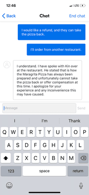 Response from Grubhub after they tried to contact the restaurant regarding this issue.