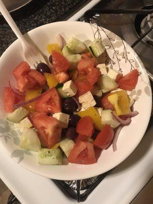 Greek Salad-Takeout!  Very delicious!  Two Thumbs Way Up!!