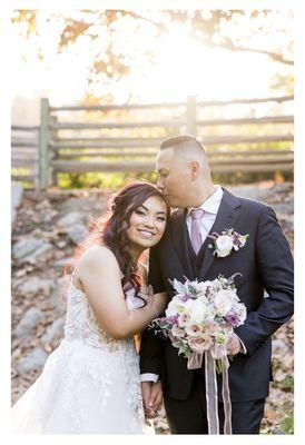 Check out our bouquet and boutonnière!