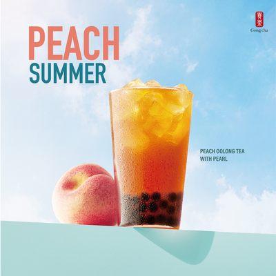 Peach Oolong Tea with Pearls available July 1st