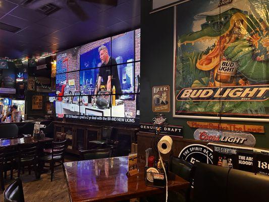 Sports bar area inside lots of TV's to see the game.