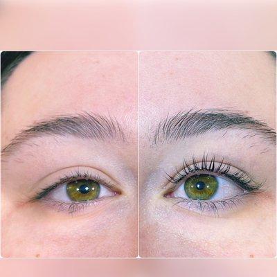 Individual eyelash before and after