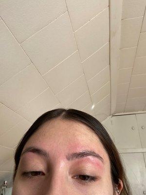 Eye brows waxed horribly